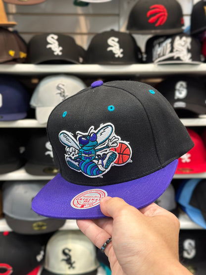 Charlotte Hornets NBA Snapback | Vintage Mitchell & Ness Original Fit Adjustable Cap | Black/Purple