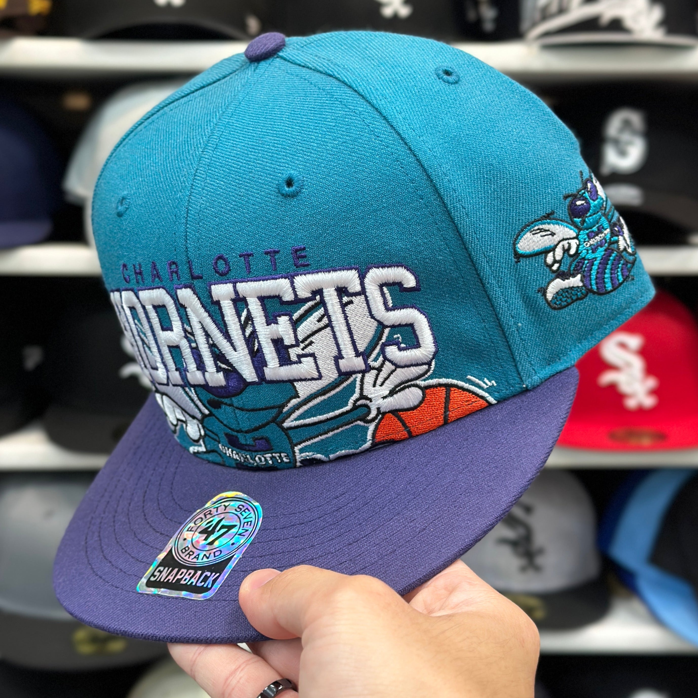 Charlotte Hornets NBA Snapback Vintage 47 Brand Captain Adjustable Cap Blue Purple