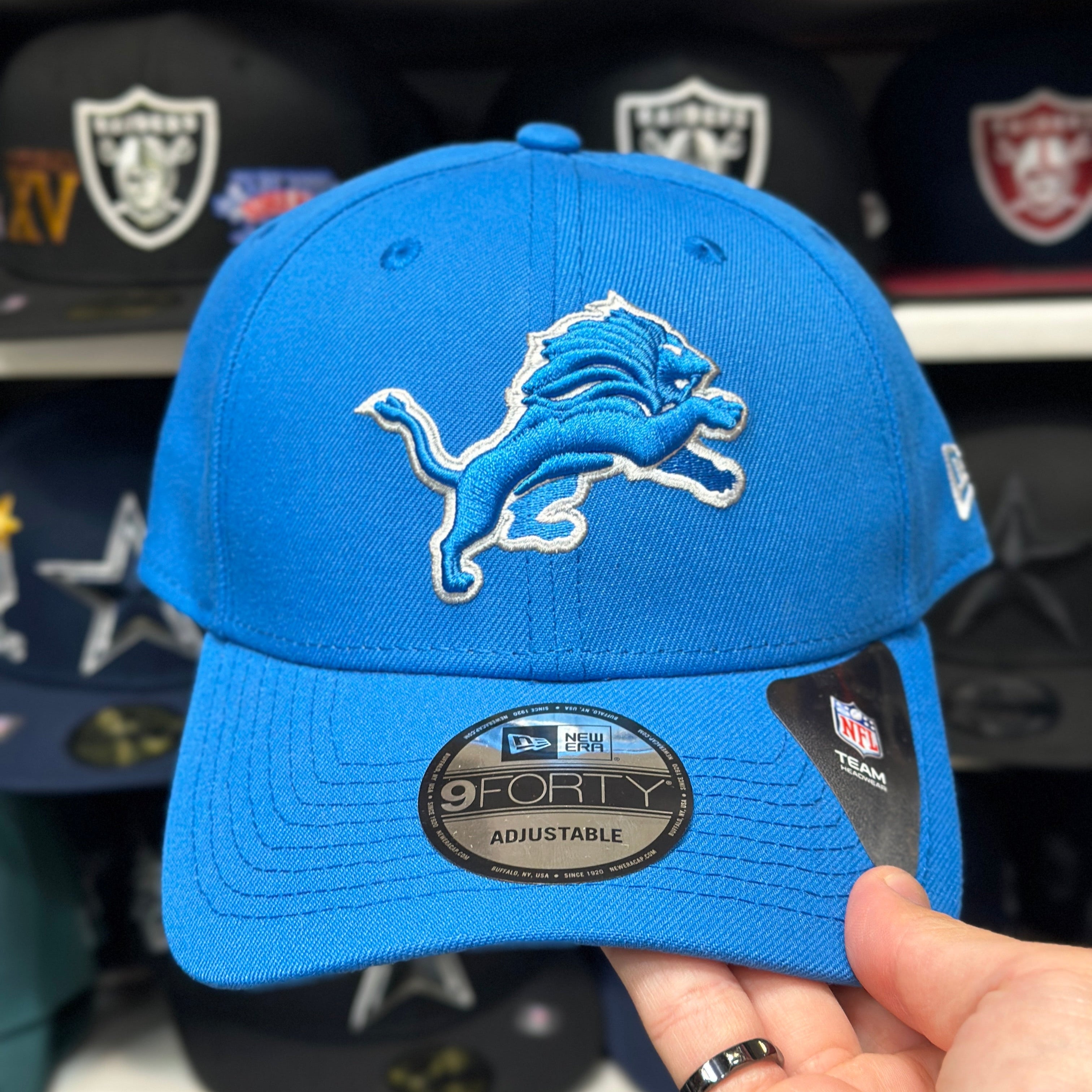 Detroit Lions NFL Ball Cap New Era 9FORTY Adjustable Velcro Back Cap Cap World Embroidery