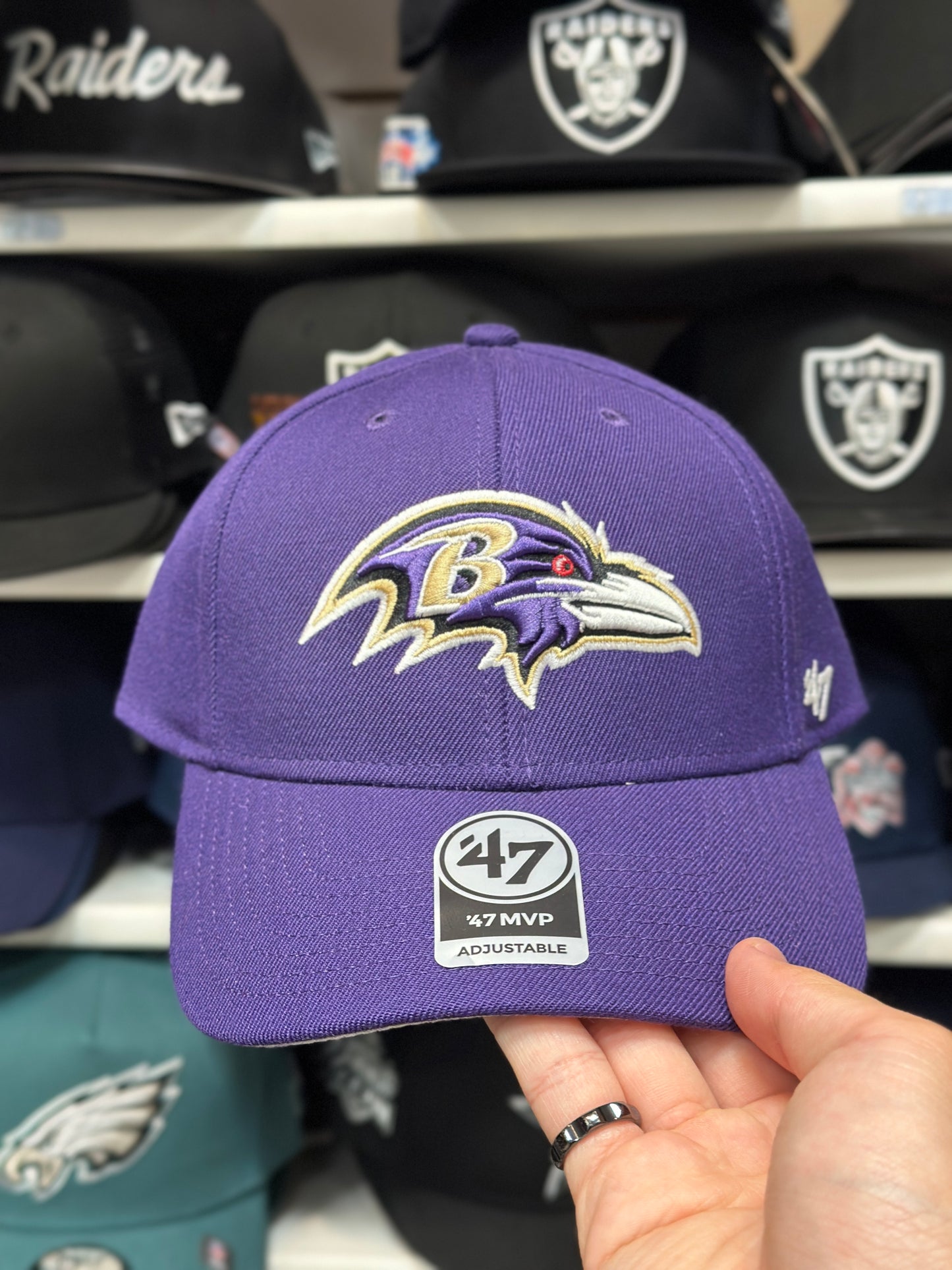 Baltimore Raven NFL Ball Cap | '47 Brand MVP Adjustable Curve Cap | Purple