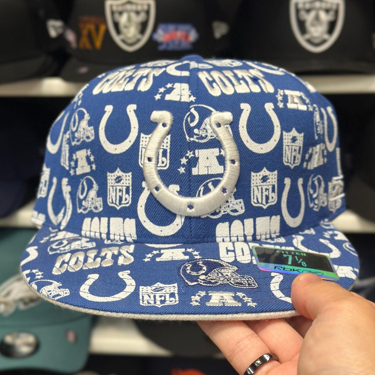 Indianapolis Colts 'Graffiti Print' Blue Reebok Fitted Hat - Product Image