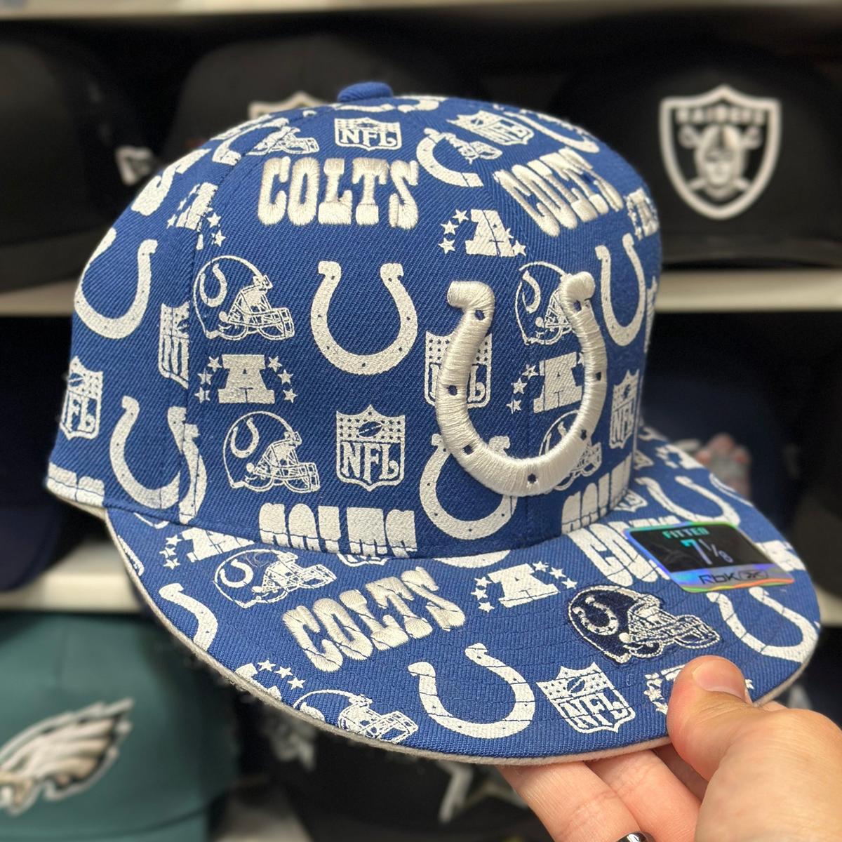 Indianapolis Colts 'Graffiti Print' Blue Reebok Fitted Hat - Product Image