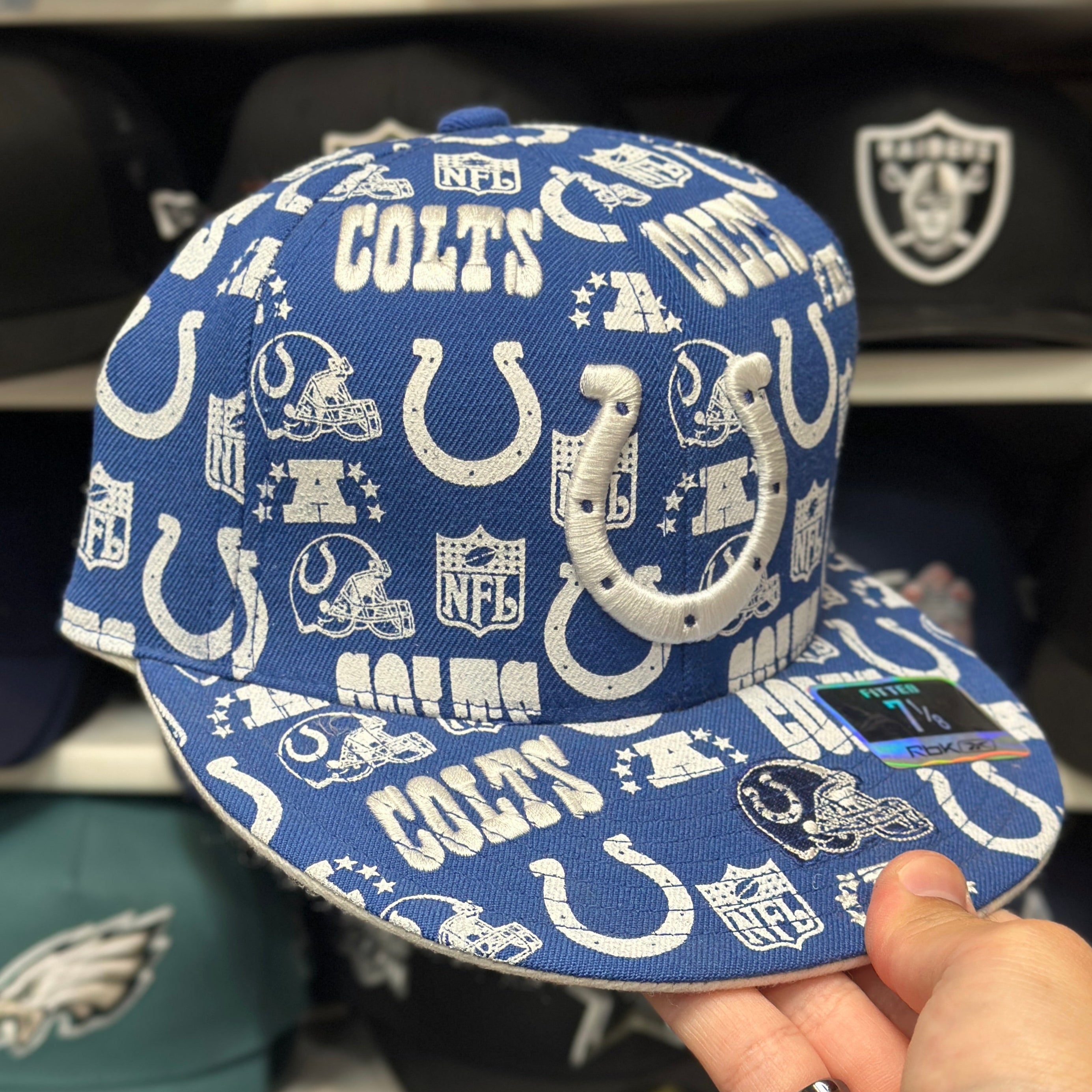Indianapolis Colts 'Graffiti Print' Blue Reebok Fitted Hat - Product Image