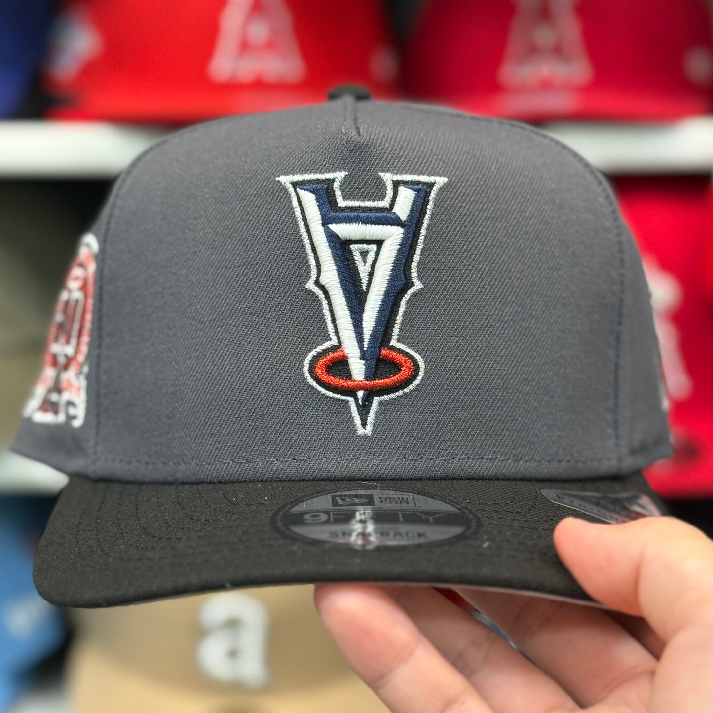 New Era Los Angeles Angels Upside Down Logo '50th Anniversary' A-Frame Gray/Black 9FIFTY Snapback | Glow in the Dark