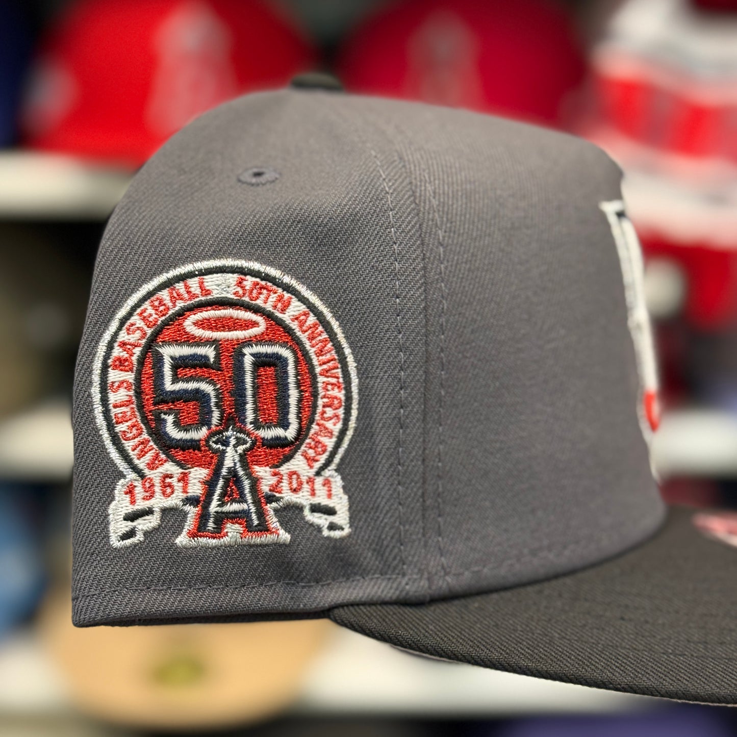 New Era Los Angeles Angels Upside Down Logo '50th Anniversary' A-Frame Gray/Black 9FIFTY Snapback | Glow in the Dark