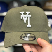 New Era Los Angeles Dodgers 'Upside Down Logo' A-Frame Olive 9FORTY Snapback