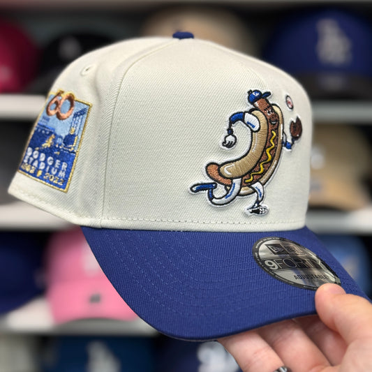 New Era Los Angeles Dodgers '60th Anniversary Hot Dog' A-Frame Creme/Blue 9FORTY Snapback