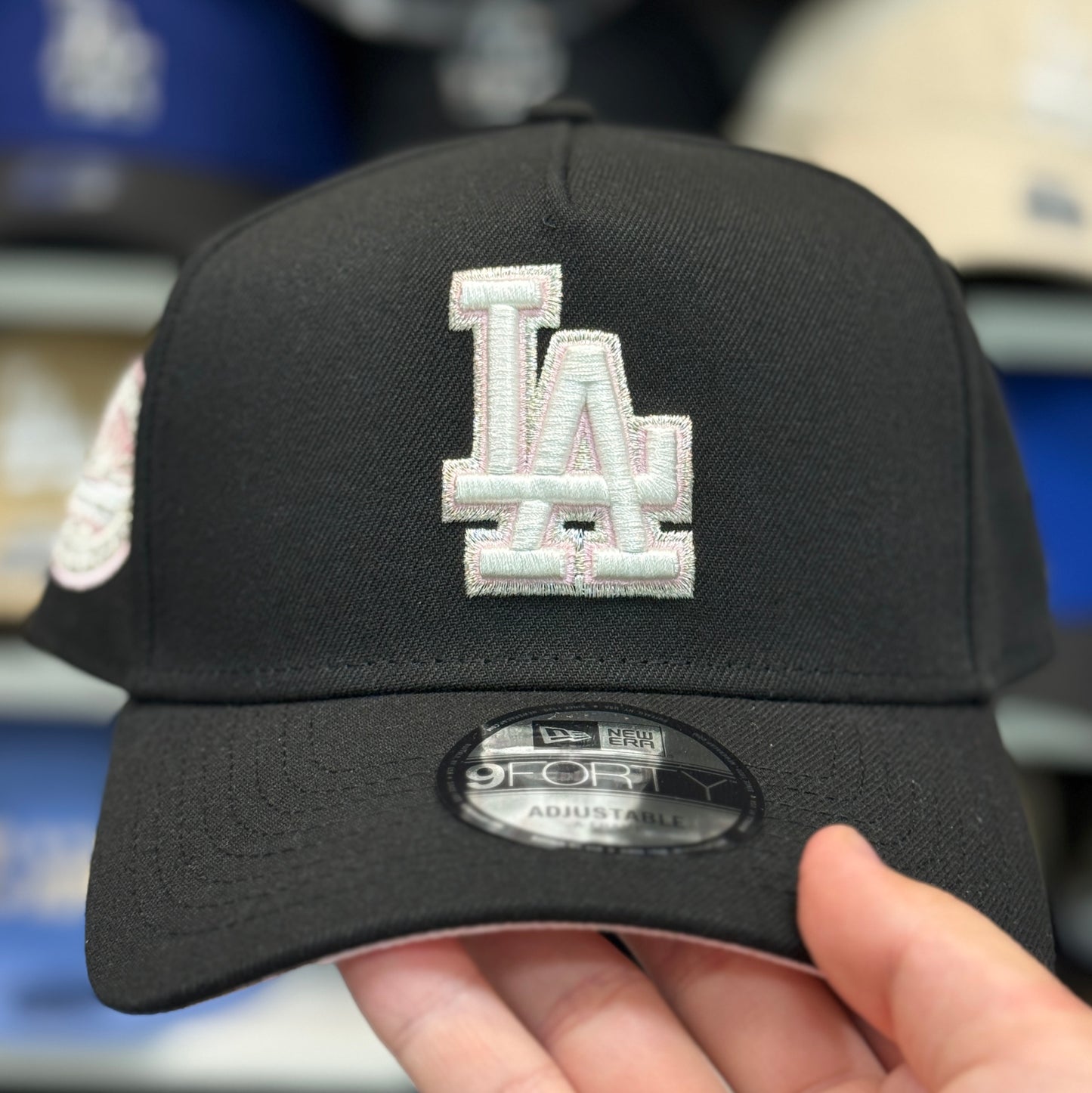 New Era Los Angeles Dodgers '50th Anniversary' A-Frame Black/Pink Chrome 9FORTY Snapback | Glow in the Dark