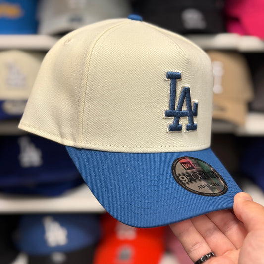 New Era A-Frame Dodgers Chrome Stitch 9FORTY Snapback Ivory/Blue