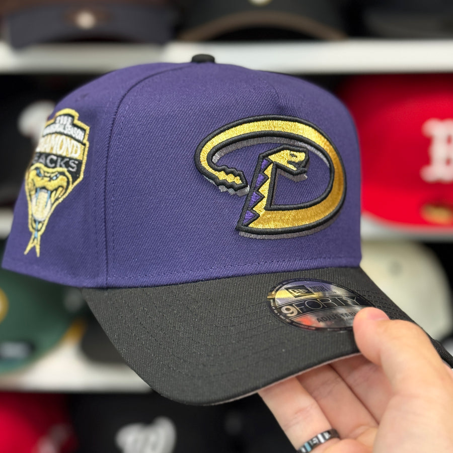 New Era Arizona Diamondbacks Upside Down Logo '1998 Inaugural Season' A-Frame Purple/Black 9FORTY Snapback - Product Image
