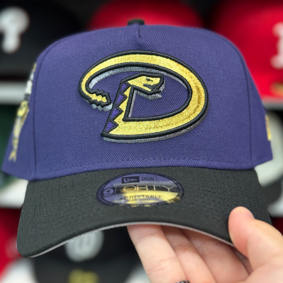 New Era Arizona Diamondbacks Upside Down Logo '1998 Inaugural Season' A-Frame Purple/Black 9FORTY Snapback - Product Image