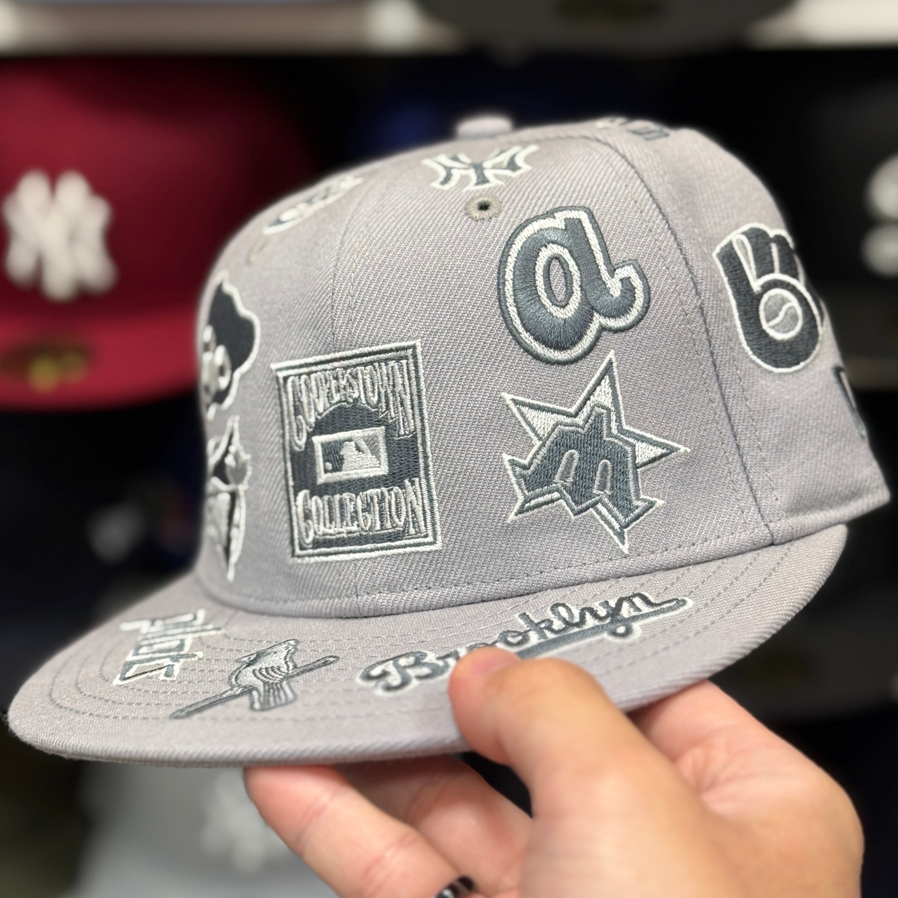 New Era MLB Cooperstown Collection 'All Over' Grey 59FIFTY Fitted Hat - Product Image