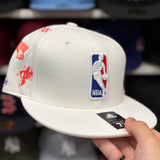 NBA 'All Over' White Adidas Fitted Hat