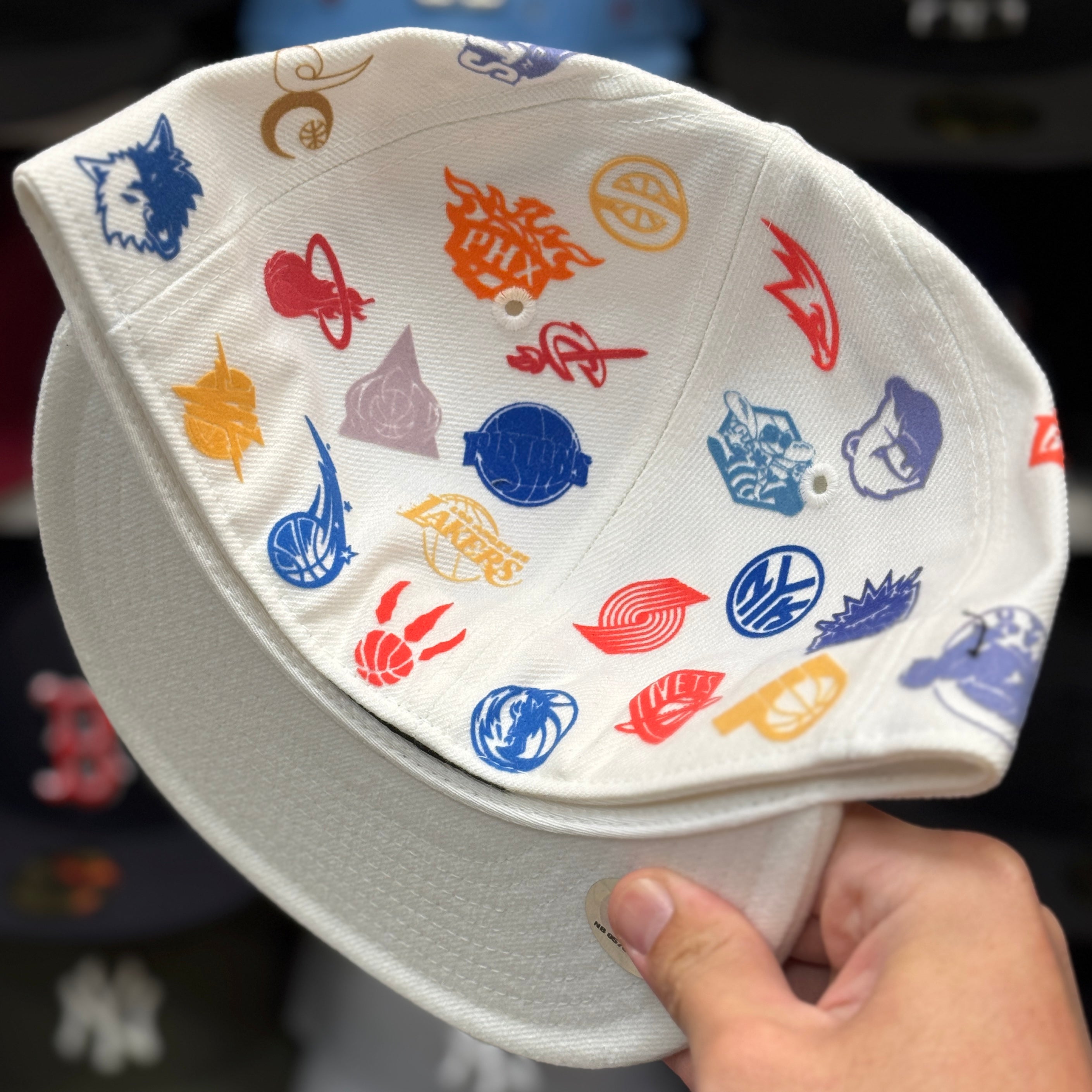 NBA 'All Over' White Adidas Fitted Hat - Product Image