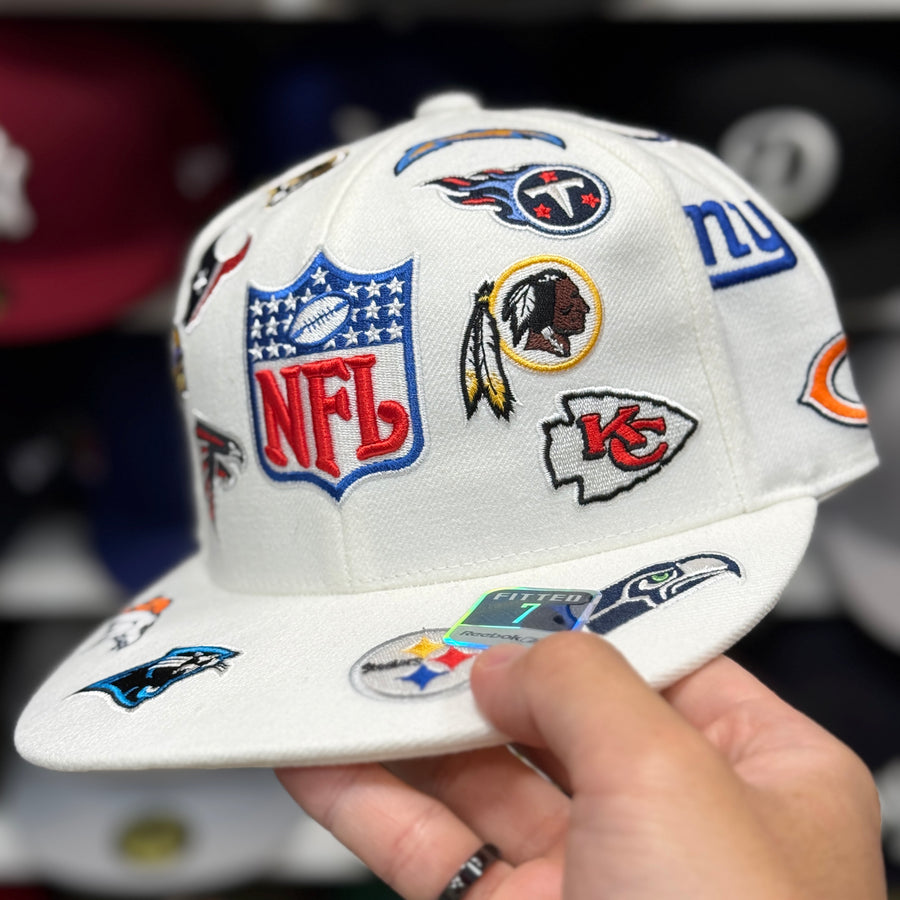 NFL 'All Over' White Reebok Fitted Hat - Product Image