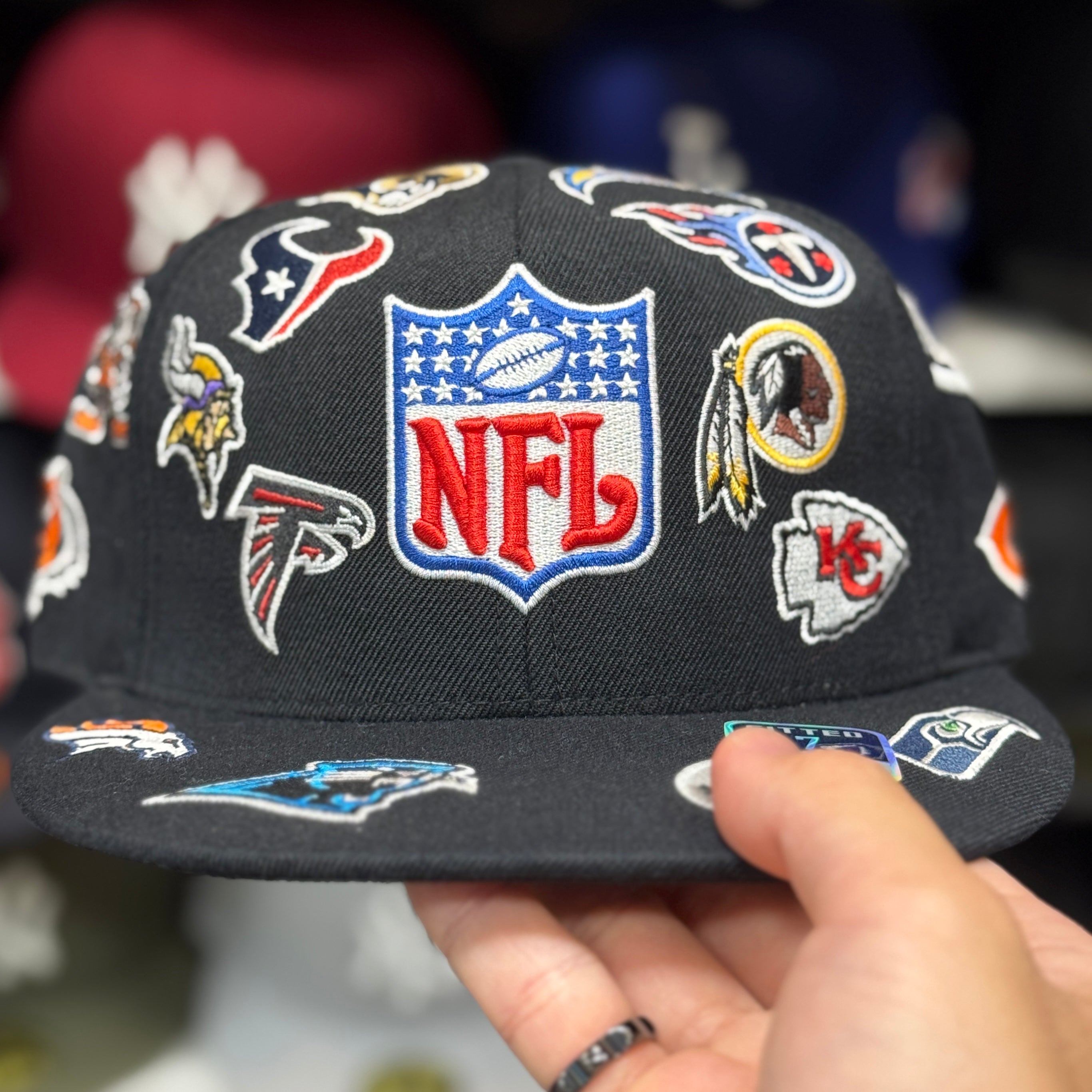 NFL 'All Over' Black Reebok Fitted Hat - Product Image