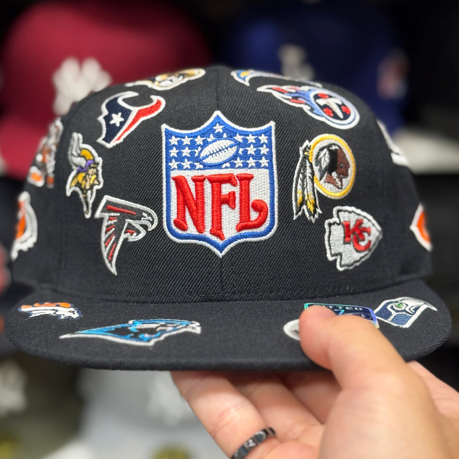 NFL 'All Over' Black Reebok Fitted Hat - Product Image