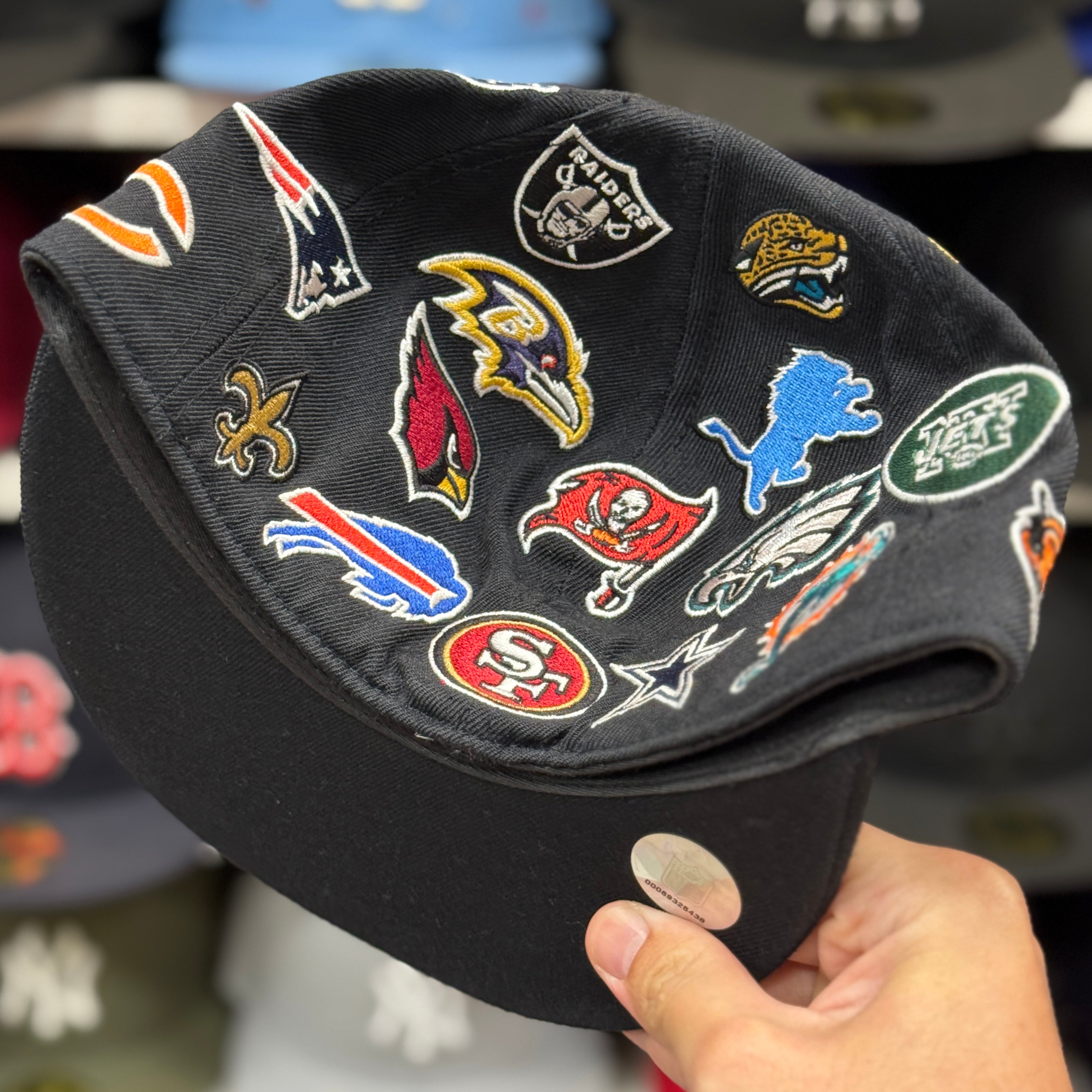 NFL 'All Over' Black Reebok Fitted Hat - Product Image