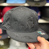 NFL 'All Over' All Black Reebok Fitted Hat