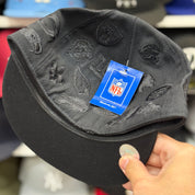 NFL 'All Over' All Black Reebok Fitted Hat - Product Image