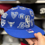 NBA 'All Over' Royal Blue Reebok Fitted Hat - Product Image
