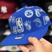 NBA 'All Over' Royal Blue Reebok Fitted Hat - Product Image