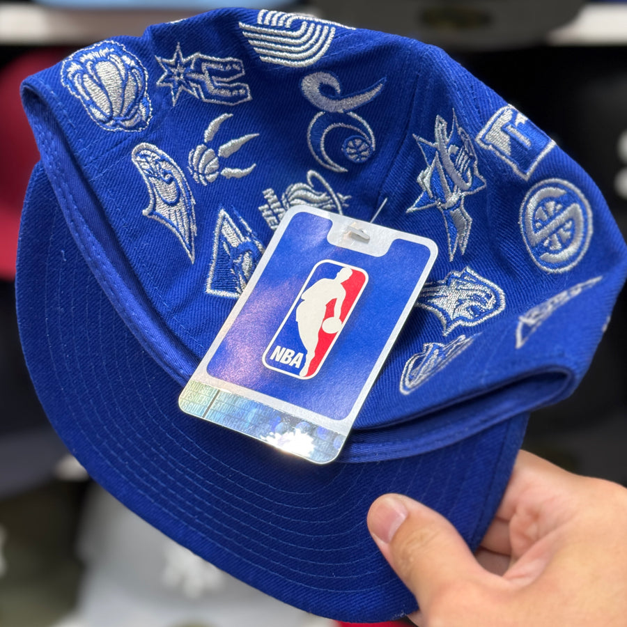 NBA 'All Over' Royal Blue Reebok Fitted Hat - Product Image