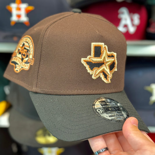 New Era A-Frame Houston Astros Texas Two-Tone '45th Anniversary' Patch 9FORTY Snapback Brown/Black