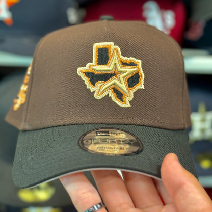New Era A-Frame Houston Astros Texas Two-Tone '45th Anniversary' Patch 9FORTY Snapback Brown/Black