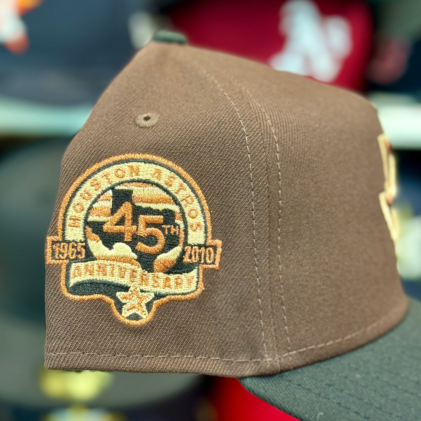 New Era A-Frame Houston Astros Texas Two-Tone '45th Anniversary' Patch 9FORTY Snapback Brown/Black