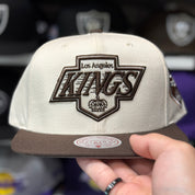 Los Angeles Kings '50th Anniversary' Creme/Brown Mitchell & Ness Snapback - Product Image