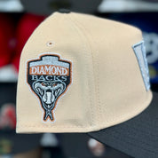 New Era Arizona Diamondbacks Upside Down Logo '1998 Inaugural Season' A-Frame Sand/Black 9FORTY Snapback - Product Image