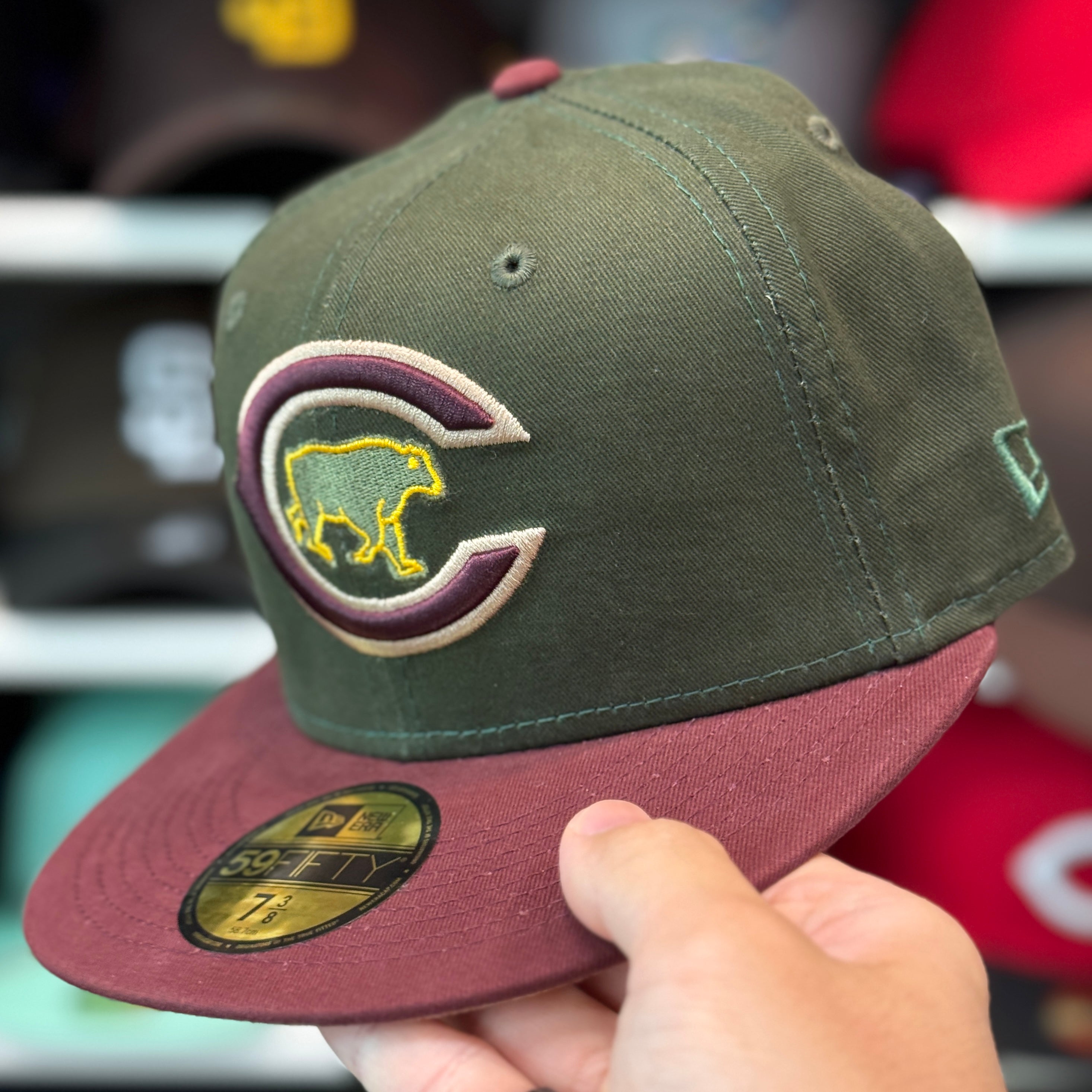 New Era Chicago Cubs 'Century of the Cubs' Olive/Maroon 59FIFTY Fitted Hat - Product Image