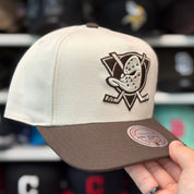 Anaheim Ducks Creme/Brown A-Frame Mitchell & Ness Snapback - Product Image
