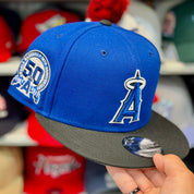 New Era Los Angeles Angels '50th Anniversary' Blue/Black Chrome Stitch 9FIFTY Snapback - Product Image