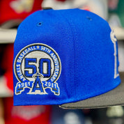 New Era Los Angeles Angels '50th Anniversary' Blue/Black Chrome Stitch 9FIFTY Snapback - Product Image