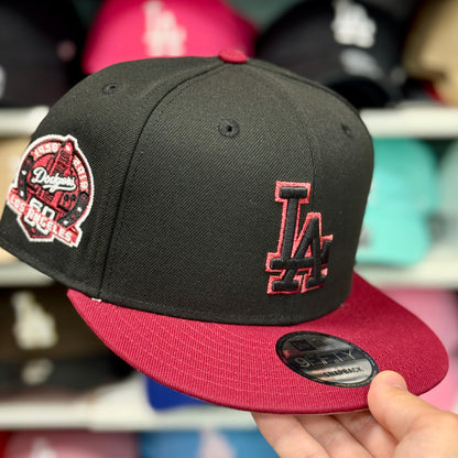New Era Los Angeles Dodgers Two Tone '60th Anniversary' 9FIFTY Snapback Black/Maroon