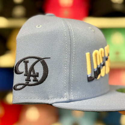 New Era Dodgers 'Los Angeles' Block Font 9FIFTY Snapback Baby Blue
