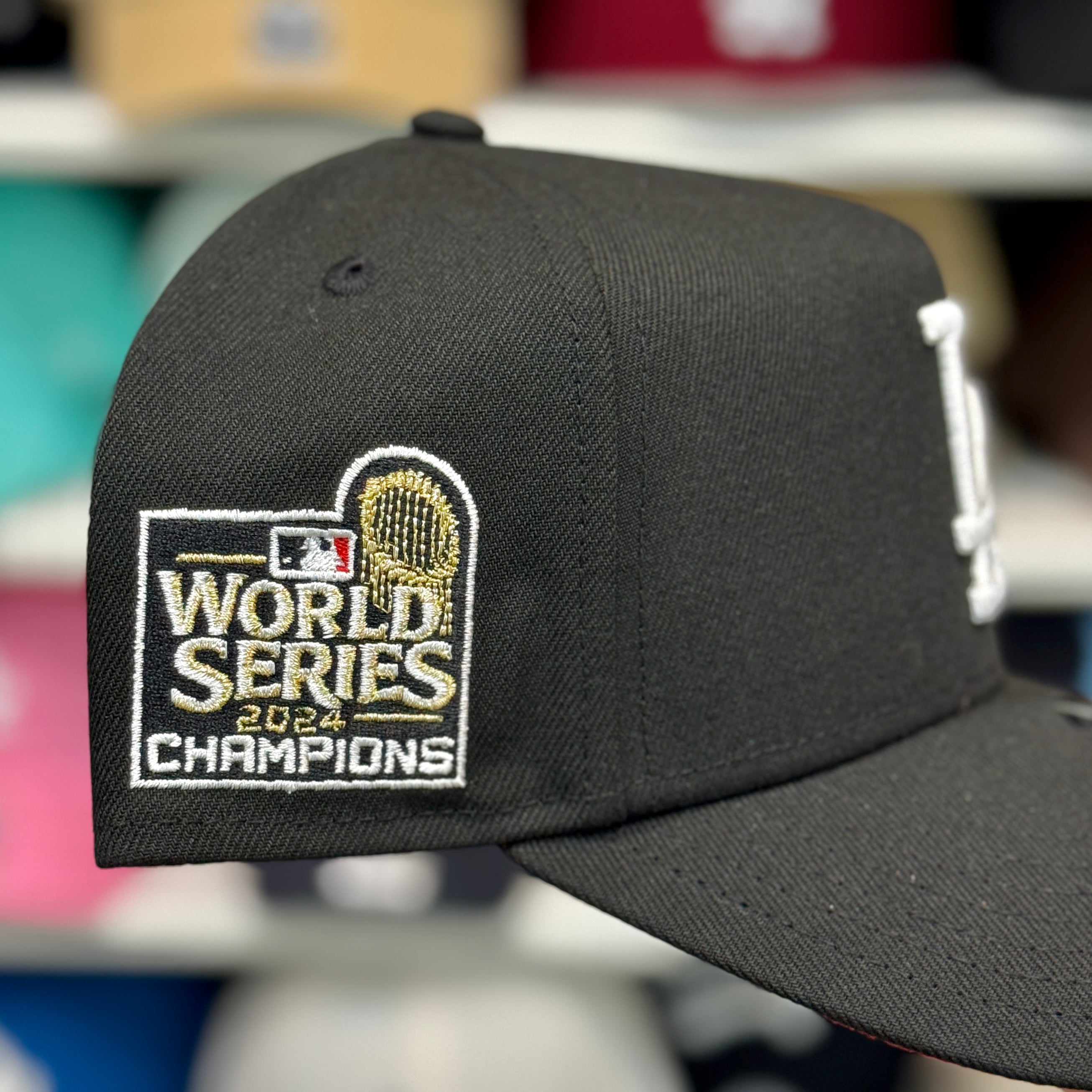 New Era Los Angeles Dodgers 'World Series' A-Frame Black 9FORTY Snapback | Red Under Brim - Product Image