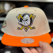 Anaheim Ducks Creme/Orange Mitchell & Ness Snapback - Product Image