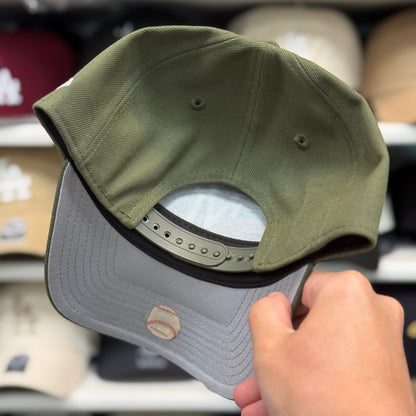New Era Dodgers Upside Down Reverse Logo A-Frame 9FORTY Snapback Olive