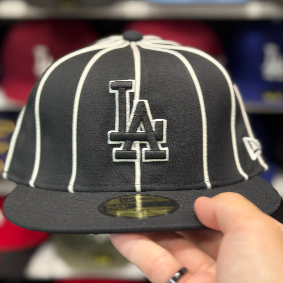 New Era Los Angeles Dodgers 'Pinstripe' Black 59FIFTY Fitted Hat - Product Image