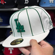 New Era Los Angeles Dodgers 'Green Pinstripe' White 59FIFTY Fitted Hat - Product Image