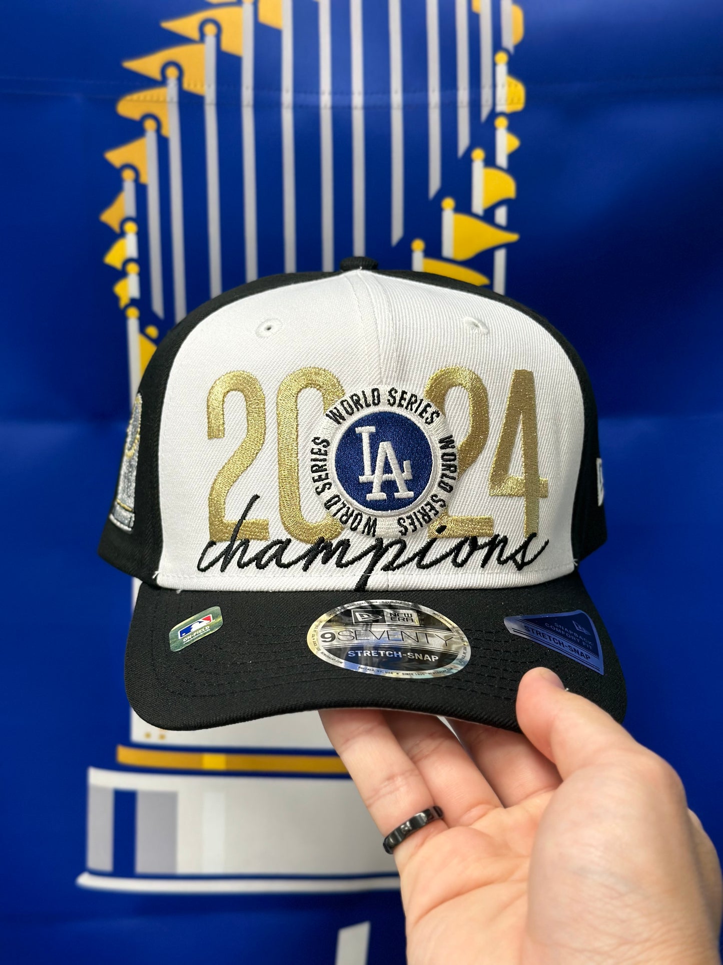 LA Dodgers 2024 World Series Championship Cap | New Era 9SEVENTY Stretch-Snap | Multicolor