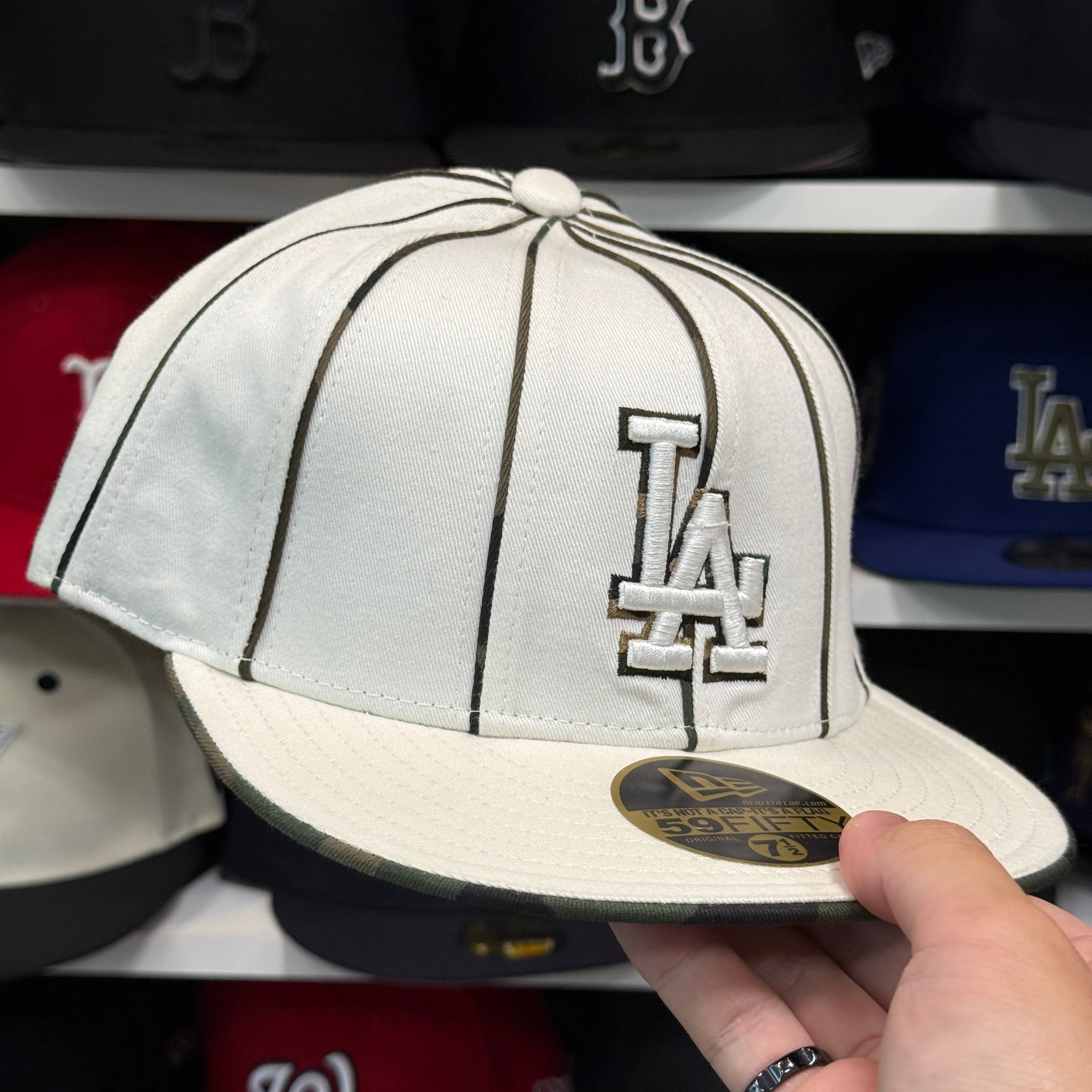 New Era Los Angeles Dodgers 'Camouflage Pinstripe' White 59FIFTY Fitted Hat - Product Image