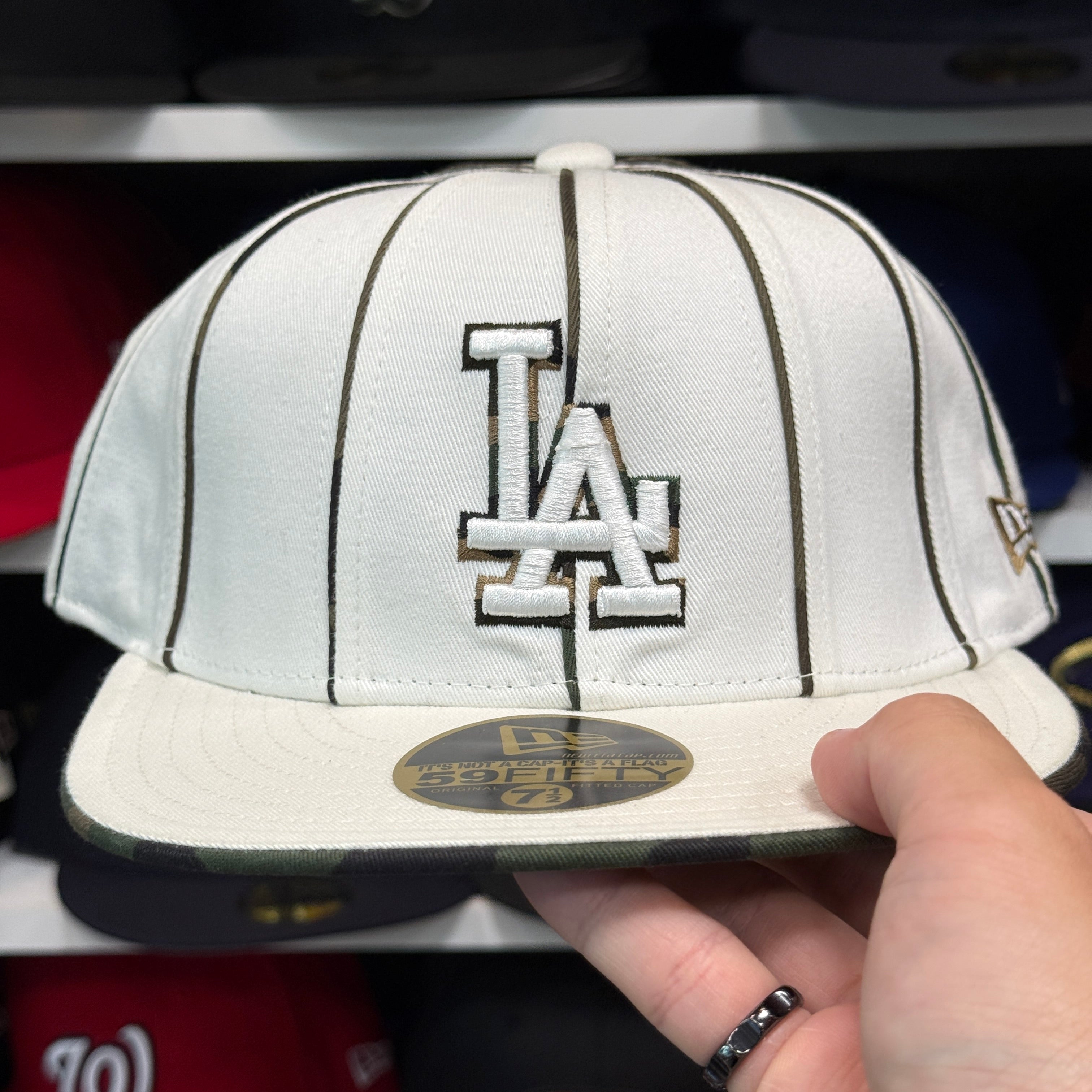 New Era Los Angeles Dodgers 'Camouflage Pinstripe' White 59FIFTY Fitted Hat - Product Image