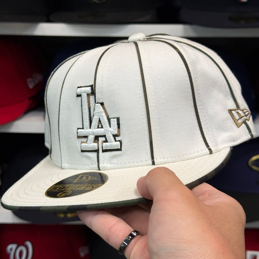 New Era Los Angeles Dodgers 'Camouflage Pinstripe' White 59FIFTY Fitted Hat - Product Image