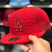 New Era Los Angeles Dodgers 'Wool Blueprint' Red 59FIFTY Fitted Hat - Product Image