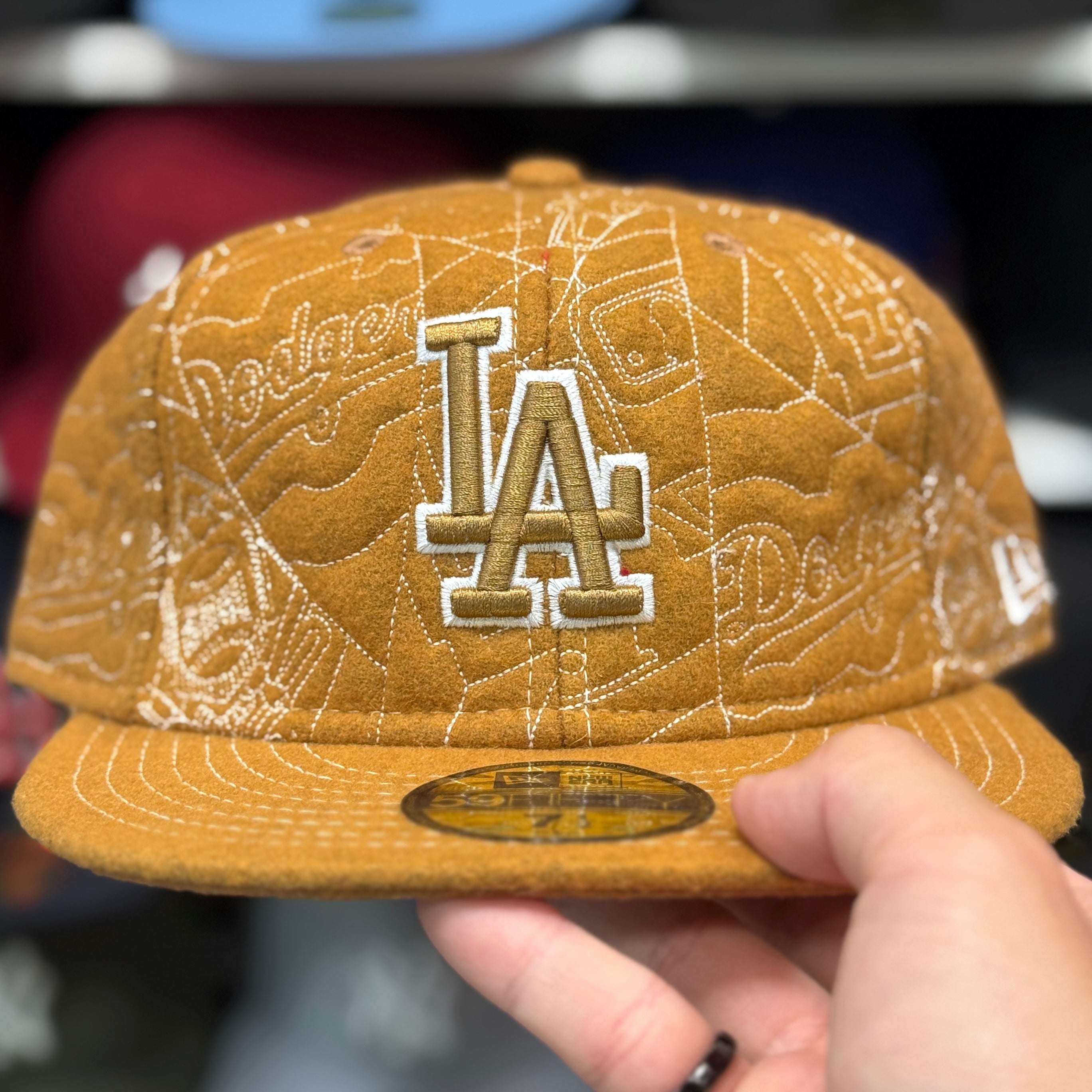 New Era Los Angeles Dodgers 'Wool Blueprint' Tan 59FIFTY Fitted Hat - Product Image