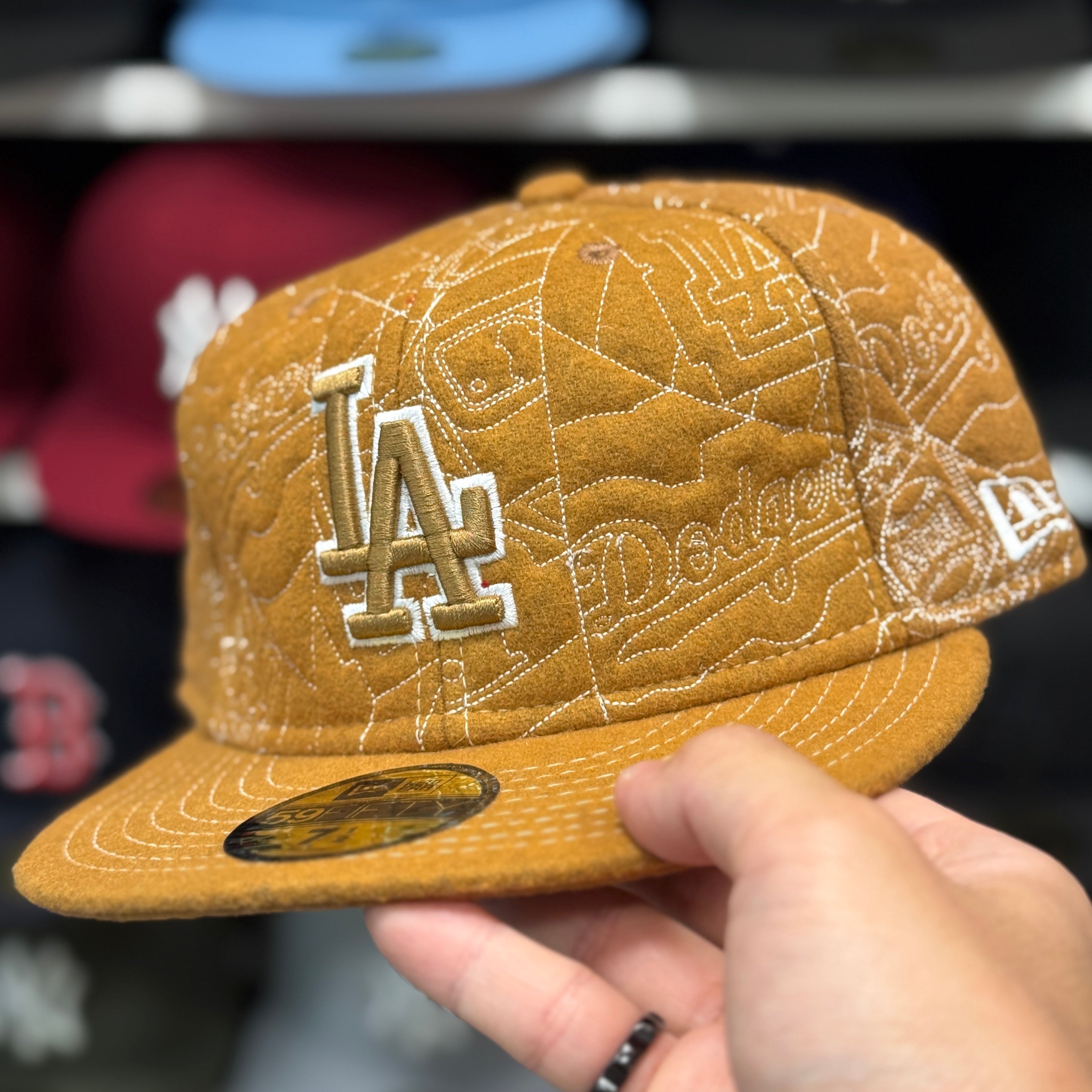 New Era Los Angeles Dodgers 'Wool Blueprint' Tan 59FIFTY Fitted Hat - Product Image